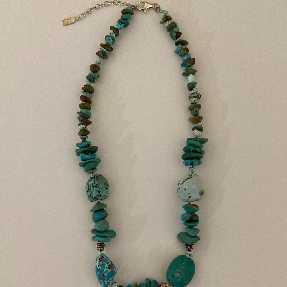 Peyote Bird Signed Turquoise Necklace 925 Sterling Silver 16" - Picture 13 of 13